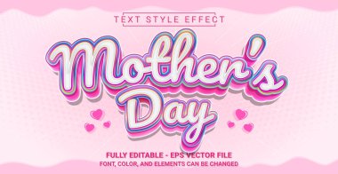 Anneler Günü temalı düzenlenebilir metin efekti. Premium Grafik Vektör Şablonu.