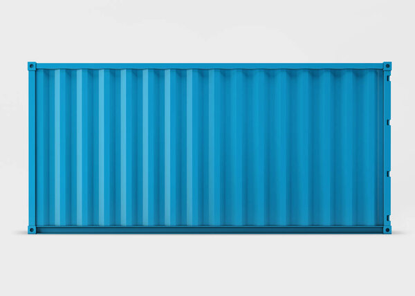 Shipping Container isolated on light background. Steel Container Mock Up