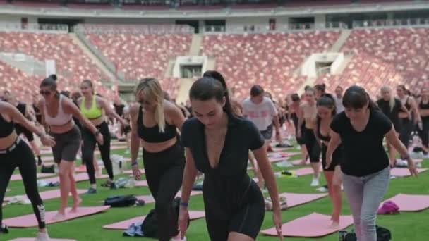 Moscow Russia October 2022 Mass Sport Yoga Event Crowd People — Stock Video