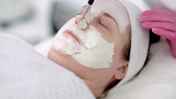 Dokonalý Péči Pleť Kosmetických Procedurách Obličejovými Maskami Plným Obličejem Odborných — Stock video