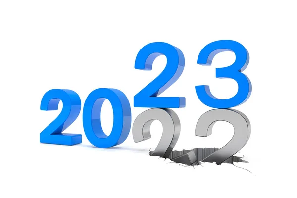 Renderelés Számok 2022 Kék Felett Fehér Háttér Szám Számra Esik — Stock Fotó