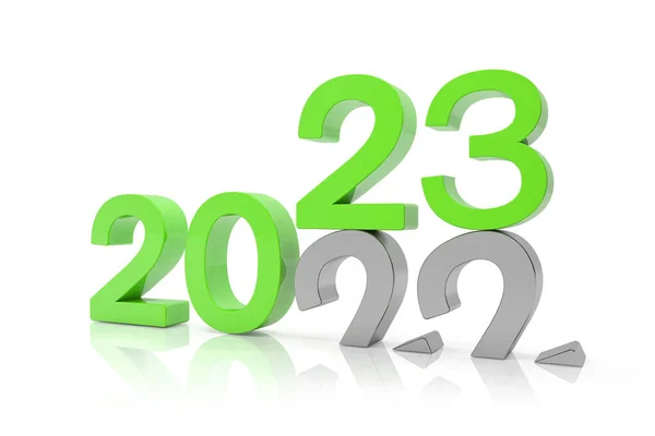 Візуалізація Чисел 2022 Зеленому Кольорі Над Білим Відбиваючим Фоном Число — стокове фото