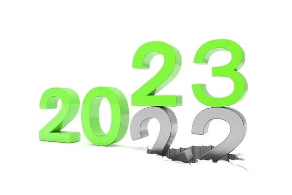 Renderizado Los Números 2022 Verde Sobre Fondo Blanco Número Cae —  Fotos de Stock