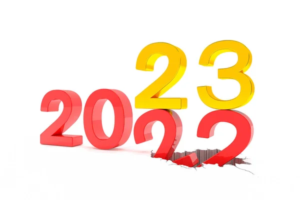 Renderelés Számok 2022 Piros Arany Felett Fehér Háttér Szám Számra — Stock Fotó