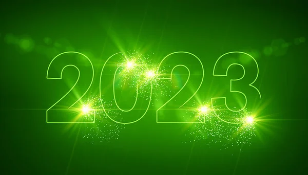 Иллюстрация Абстрактного Неонового Света Зеленым Цветом Цифрами 2023 Представляет Собой — стоковое фото