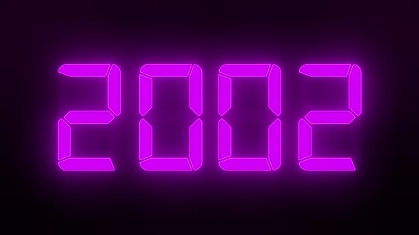 Видеоанимация Светодиодного Дисплея Пурпурном Цвете 2000 2023 Годы Тёмном Фоне — стоковое видео