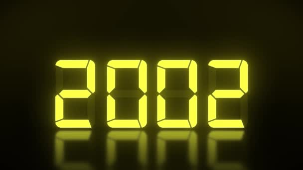 Video Animace Žlutého Led Displeje Průběžnými Roky 2000 2023 Reflexní — Stock video