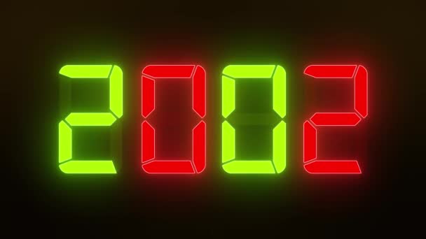 赤と緑のLedディスプレイのビデオアニメーション連続年間2000宛先2023 新年を表します2023 休日の概念 — ストック動画