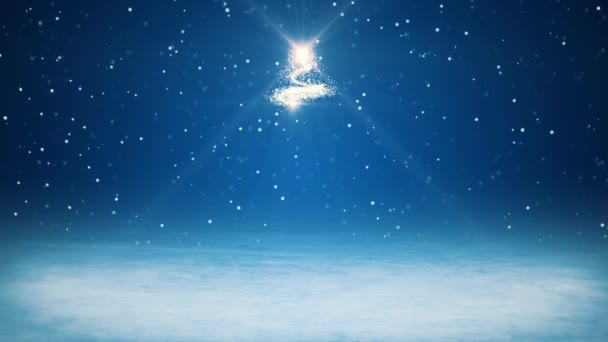 Відео Анімоване Блискуче Різдвяне Дерево Блискучим Ефектом Повідомленням Веселого Різдва — стокове відео