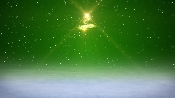 视频动画明亮的圣诞树闪烁着闪亮的效果 传达着绿色背景的圣诞快乐的信息 度假概念 背景摘要 — 图库视频影像