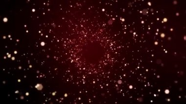 Kırmızı arkaplan üzerinde altın ışık parçacığı bokeh video animasyonu - soyut arkaplan