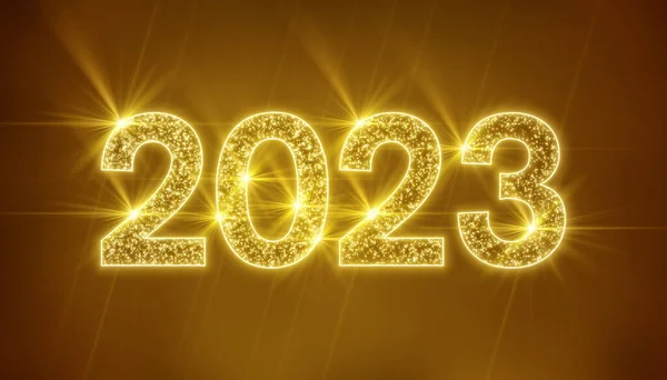 Illustration Abstract Neon Light Yellow Numbers 2023 Represents New Year — Stock Photo, Image