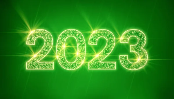 Illusztrációja Elvont Neon Fény Zöld Számok 2023 Képviseli Ünnep Koncepció — Stock Fotó