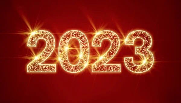 Ilustrace Abstraktního Neonového Světla Červeně Čísly 2023 Představuje Nový Rok — Stock fotografie