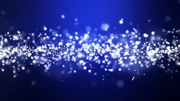 Koyu Mavi Arkaplandaki Işık Parçacığının Video Animasyonu Soyut Arkaplan Kusursuz — Stok video