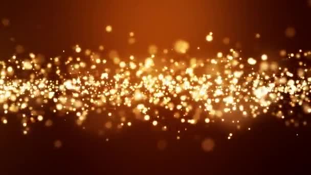 Видеоанимация Светлых Частиц Боке Золотом Фоне Абстрактный Фон Бесшовный Цикл — стоковое видео