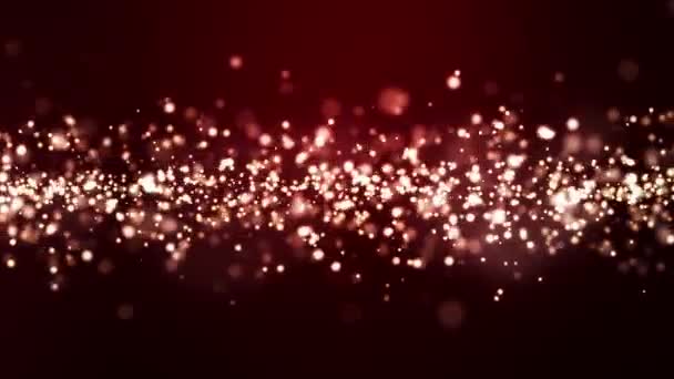 暗い赤の背景に光の粒子のボケのビデオアニメーション 抽象的な背景 シームレスなループ クリスマスと休暇の概念 — ストック動画