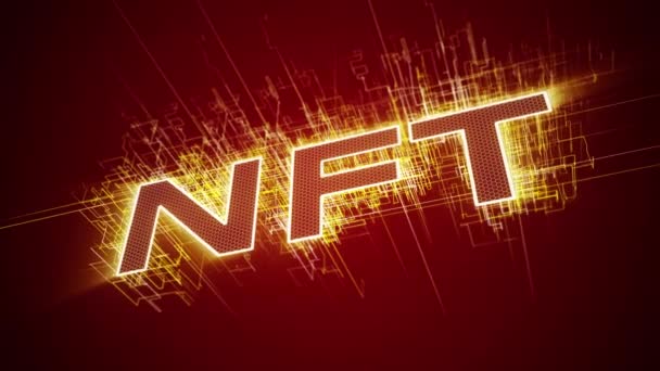 Video Animation Text Message Nft Red Background Seamless Loop — Stockvideo