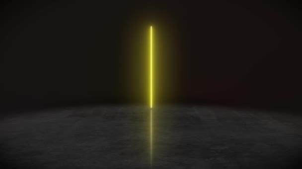 Video Animation Bright Colorful Neon Lines Reflective Ground Abstract Background — Vídeo de Stock