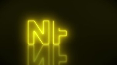 Video animation of luminous text with message nft on dark yellow background - seamless loop - abstract background