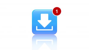 Video animation of download app icon with notifications on white background. Motion background.