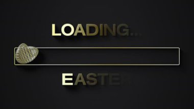 Video animation of loading bar in gold with message loading Easter over dark background. - Vacation concept.