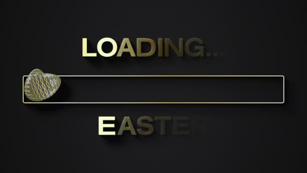 Video Animation Loading Bar Gold Message Loading Easter Dark Background — Video