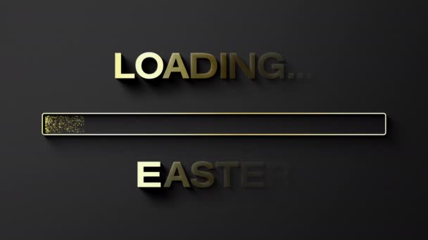 Video Animation Loading Bar Gold Message Loading Easter Dark Background — Video Stock