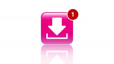 Video animation of download app icon with notifications on white background. Motion background.