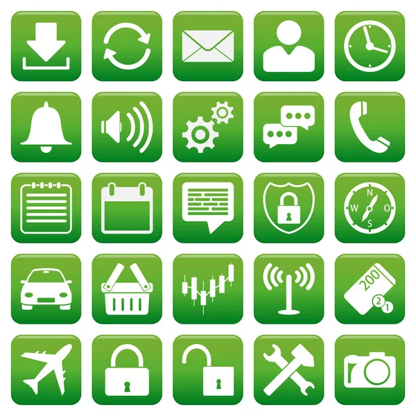 Afbeelding Van Eenvoudige Platte Iconen Het Groen — Stockfoto