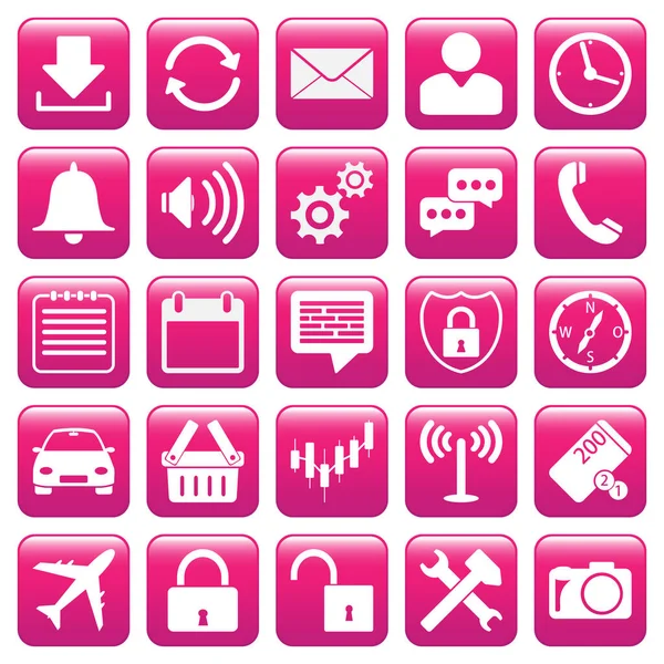 Illustratie Van Eenvoudige Platte Iconen Roze — Stockfoto