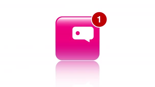 Videoanimering Meddelande App Med Animerad Ikon Och Meddelanden Rött Över — Stockvideo