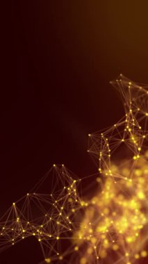 Soyut ağ bağlantı yapısının video animasyonu. Noktalar ve çizgilerle dijital arkaplan - büyük verilerin görselleştirilmesi - dikey video