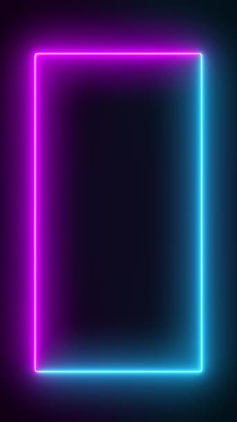 Video Animation Glödande Neon Rektanglar Blått Och Magenta Abstrakt Bakgrund — Stockvideo
