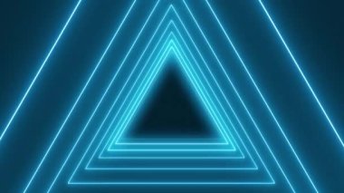 Koyu arkaplanda neon mavisi olan birçok üçgenin video animasyonu. - Soyut arkaplan - Kusursuz döngü