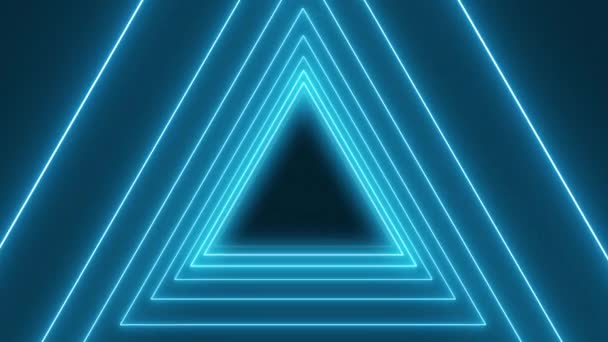 Відео Анімація Багатьох Трикутників Неоновому Синьому Кольорі Темному Тлі Абстрактний — стокове відео