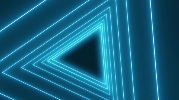 Animação Vídeo Muitos Triângulos Azul Néon Sobre Fundo Escuro Fundo — Vídeo de Stock