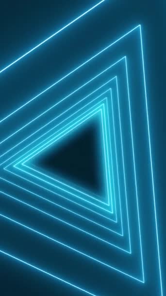 Animação Vídeo Vertical Muitos Triângulos Azul Néon Sobre Fundo Escuro — Vídeo de Stock