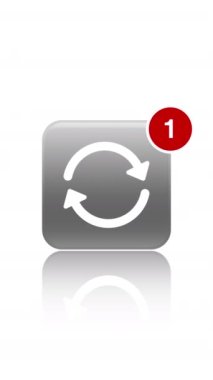 Uygulama simgesinin beyaz arkaplandaki uyarılarıyla dikey video canlandırması. Hareket arkaplanı.