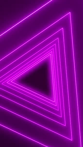 Verticale Video Animatie Van Vele Driehoeken Neon Magenta Donkere Achtergrond — Stockvideo