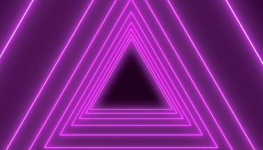 Koyu arkaplandaki neon mavisi üçgenlerin çizimi. - Soyut arkaplan