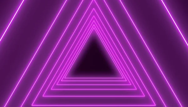 Illustration Vieler Dreiecke Neon Magenta Auf Dunklem Hintergrund Abstrakter Hintergrund — Stockfoto