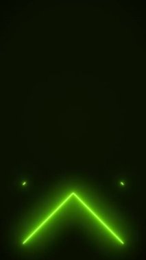 Yeşil renkte parlayan neon okların video animasyonu - soyut arkaplan - dikey döngü -.