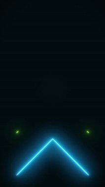 Yeşil ve mavi renkli parlayan neon okların video animasyonu - soyut arkaplan - dikey görüntü