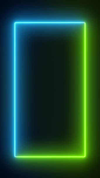 Відео Анімація Сяючих Неонових Прямокутників Зеленому Синьому Абстрактний Фон Безшовна — стокове відео