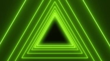 Koyu arkaplanda neon yeşili olan birçok üçgenin video animasyonu. - Soyut arkaplan - Kusursuz döngü