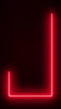 Kırmızı ile parlayan neon dikdörtgenlerin dikey video animasyonu - soyut arkaplan - pürüzsüz döngü