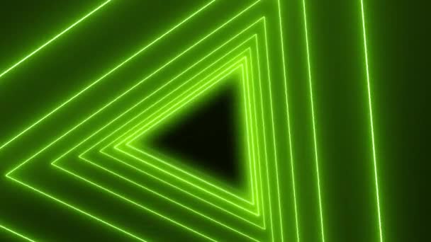 어두운 배경에 네온그린 의많은 삼각형의 비디오 애니메이션 추상적 바다없는 — 비디오