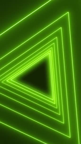 Vídeo Animación Vertical Muchos Triángulos Verde Neón Sobre Fondo Oscuro — Vídeos de Stock