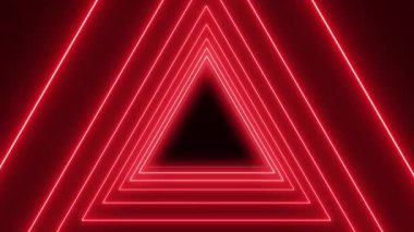 Koyu arkaplanda neon kırmızılı birçok üçgenin video animasyonu. - Soyut arkaplan - Kusursuz döngü